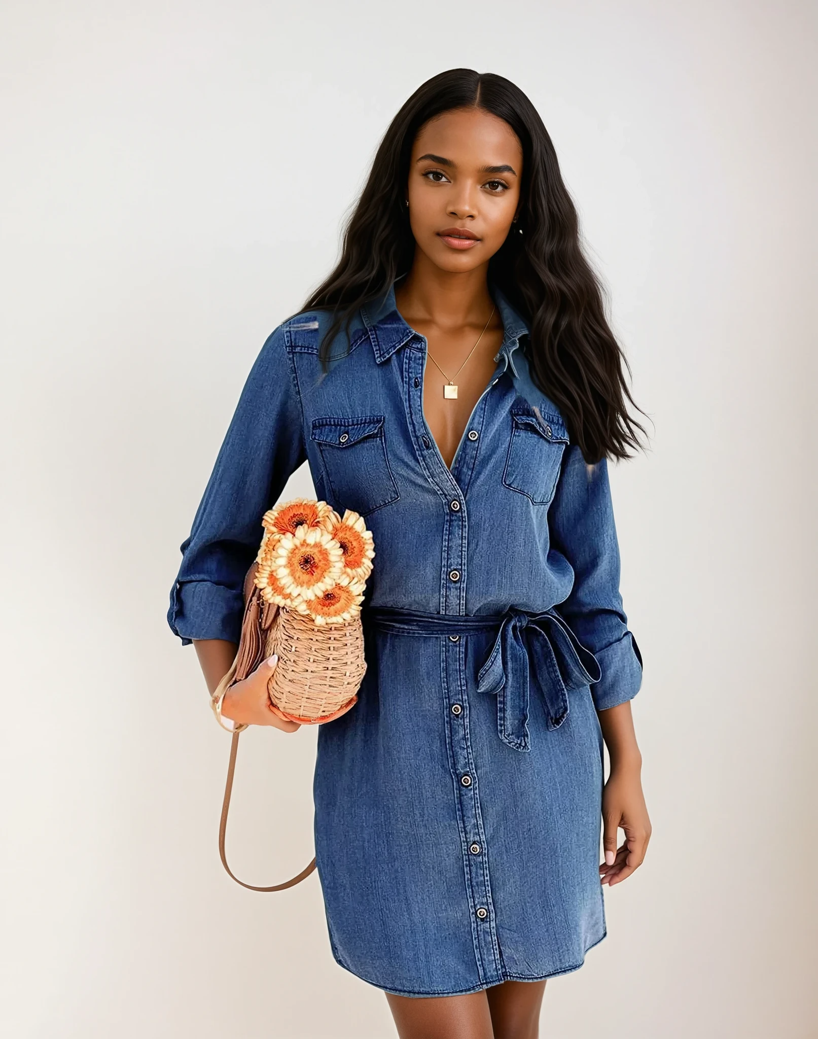 The Denim Belt Dress - Nora Louise